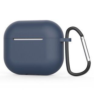 Тонкий силіконовий чохол для Apple Airpods 3 | чохол + карабін | 1,4 мм | темно-синій