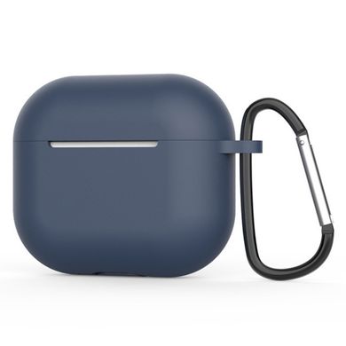 Тонкий силиконовый чехол для Apple Airpods 3 | чехол + карабин | 1,4 мм | темно-синий