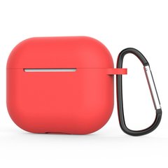 Тонкий силиконовый чехол для Apple Airpods 3 | чехол + карабин | 1,4 мм | красный