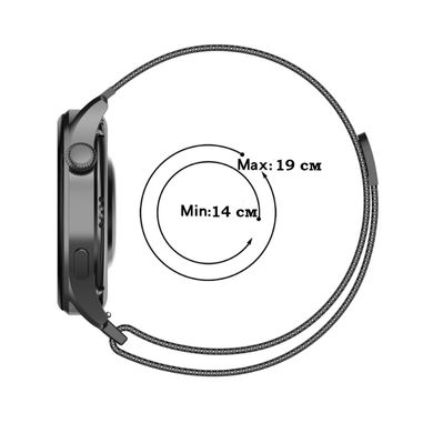 Магнітний ремінець Milanese Loop для Huawei Watch GT 2 Pro (VID-B19) | HMU | 22 мм | чорний