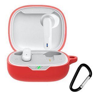 Силиконовый чехол для наушников JBL W300 TWS | чехол + карабин | красный