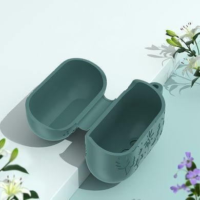 Силиконовый чехол Flowers HMU для наушников Samsung Galaxy Buds 3 (R530) / Buds 3 Pro (R630), светло-зеленый
