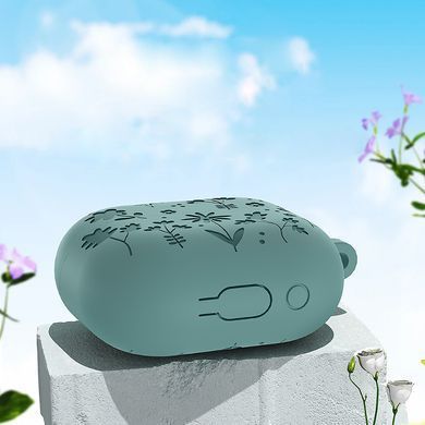 Силиконовый чехол Flowers HMU для наушников Samsung Galaxy Buds 3 (R530) / Buds 3 Pro (R630), светло-зеленый