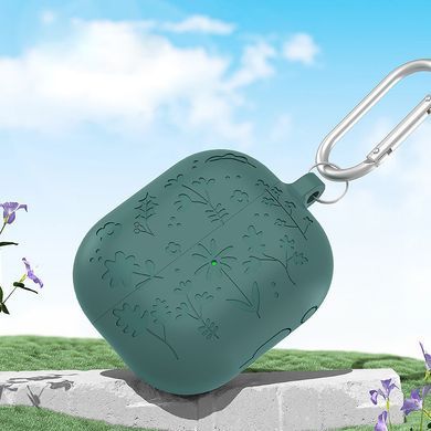 Силиконовый чехол Flowers HMU для наушников Samsung Galaxy Buds 3 (R530) / Buds 3 Pro (R630), светло-зеленый