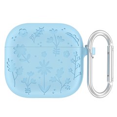 Силіконовий чохол Flowers HMU для навушників Apple Airpods 4 світло-блакитний